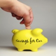 piggy bank with saving for car logo
