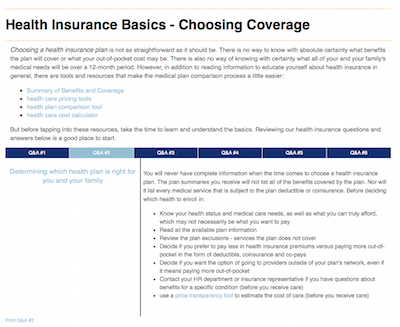 screenshot of health insurance coverage q&a
