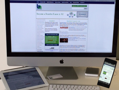 computer ipad and iphone displaying BenefitsAll website